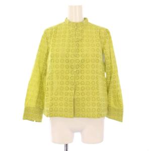 OLD ENGLAND セットアップ 上下 ブラウス シャツ 七分袖 スタンドカラー フレアスカート ひざ丈 フラワー柄 刺繍