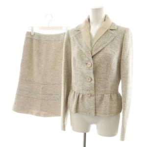 スーツ セットアップ ジャケット タイトスカート ひざ丈 42 白 ホワイト ベージュ 黒 ブラック UC434-231-40