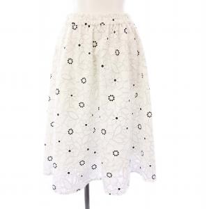 25年製 フレアスカート 花柄 34 ホワイト 6524090