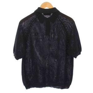 KNIT POLO SHIRT ニットポロシャツ 半袖 ロゴ L ブラック FZ1826 /KH
