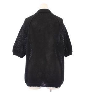 KNIT POLO SHIRT ニットポロシャツ 半袖 ロゴ L ブラック FZ1826 /KH