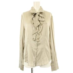 シャツ ブラウス 長袖 リボン シルク混 42 グレー 51160203 /OR