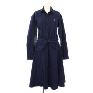 シャツワンピース 長袖 ロング 刺繍 4 紺 112308939 /TK