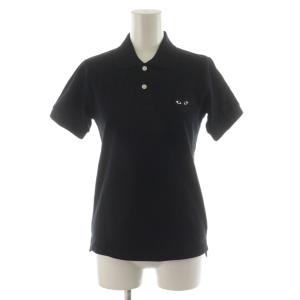 ポロシャツ 半袖 ハートロゴ S 黒 ブラック /AN52