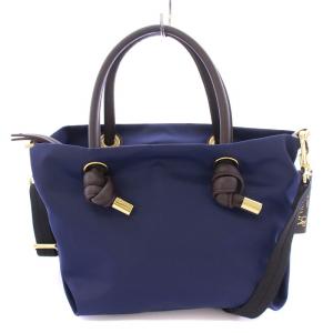 2WAY ハンドバッグ ショルダーバッグ ナイロン ロゴ 紺 ネイビー /BB