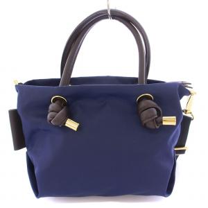 VIOLA d'ORO 2WAY ハンドバッグ ショルダーバッグ ナイロン ロゴ 紺 ネイビー /BB
