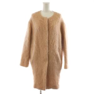 ICHIE ノーカラーコート ロング丈 モヘヤ アウター ピンク 86-32604 /AN33