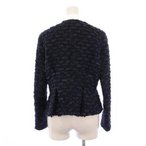 M-Premier BLACK ノーカラージャケット ラメ ツイード 36 ネイビー C132-002 /BM