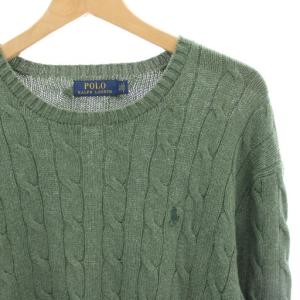 POLO RALPH LAUREN ニット セーター ケーブル編み スモールポニー 長袖 L 緑 グリーン 710668985006 /HN