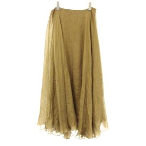 フレアスカート ロング マキシ ラメ シルク ベージュ 3865569MRSKT /KU