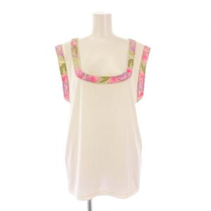 PARIS カットソー ノースリーブ Uネック ストレッチ 無地 42 白 ホワイト /BB