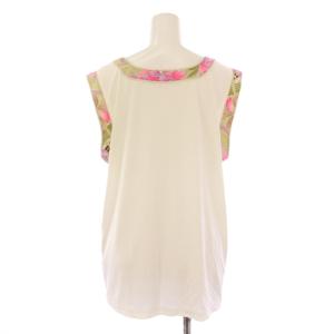 LEONARD PARIS カットソー ノースリーブ Uネック ストレッチ 無地 42 白 ホワイト /BB