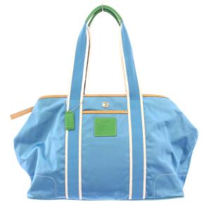 ハンプトンズ ウィークエンド トートバッグ ハンドバッグ ロゴチャーム サテン 青 ブルー M04K-1895