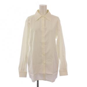 シャツ ブラウス 長袖 レギュラーカラー 無地 40 白 ホワイト /BB