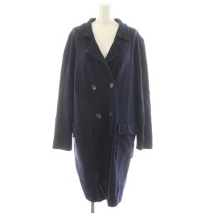 チェスターコート ニットコート ロング丈 ウール アウター 40 紺 ネイビー 9056-AT9816
