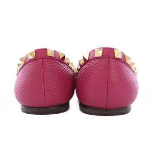 VALENTINO GARAVANI パンプス ポインテッドトゥ ローヒール ロックスタッズ バイカラー 36 ピンク ゴールドカラー /BB