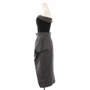 Maison Margiela ヘリンボーンベアトップワンピース 38 グレー ブラック S51CU0323