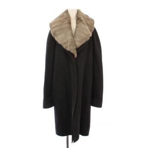 ロングコート ビックカラー シングル ウール ファー 44 チャコールグレー /BB