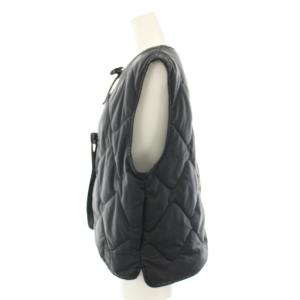 COACH キルテッドタイフロントベスト アウター 前開き 中綿 ナイロン リボン M 黒 ブラック CY560 /YT