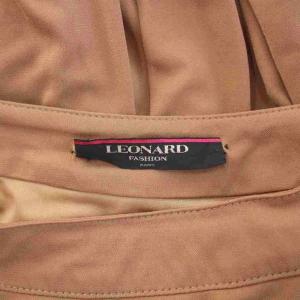 LEONARD フレアスカート ミモレ ロング ストレッチ 無地 73 ピンクベージュ /BB