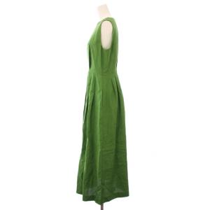 TOMORROWLAND collection スムースリネンアメリカンスリーブワンピース フレア ミモレ ロング ノースリーブ クルーネック 無地 36