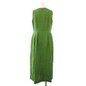 TOMORROWLAND collection スムースリネンアメリカンスリーブワンピース フレア ミモレ ロング ノースリーブ クルーネック 無地 36