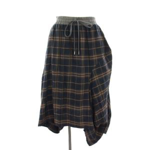 スカート 変形 タータンチェック ウール 00 ネイビー