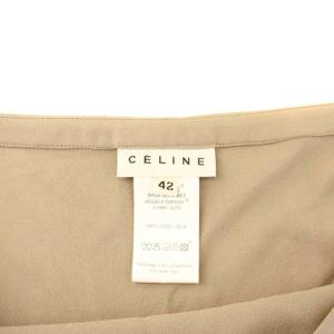 CELINE フレアスカート ミモレ ロング シルク 42 グレージュ 22085 0279 /KU