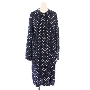 コムコム シャツワンピース ドット柄 S ネイビー