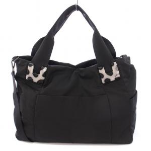 2WAY トートバッグ ハンドバッグ ショルダーバッグ ナイロン アニマル柄 切替 黒 ブラック /BB