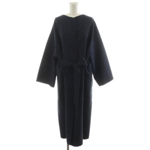 スプリングリバーコート ノーカラーコート ロング丈 アウター 1 紺 ネイビー 114280032300