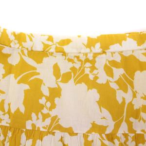 MARIHA エンジェルのスカート フレア ギャザー ミモレ ロング 花柄 36 黄色 イエロー 白 ホワイト /BB