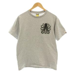 Tシャツ カットソー 半袖 クルーネック プリント  コットン M グレー /KU
