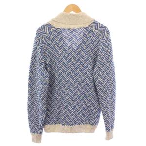 DRUMOHR ニットカーディガン 長袖 ショールカラー 麻 リネン混 48 青 ブルー ベージュ タグ付き /BB