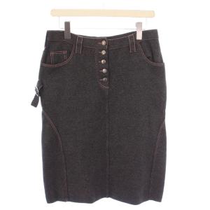 タイトスカート ひざ丈 ボタンフライ ストレッチ F40 グレー /BB