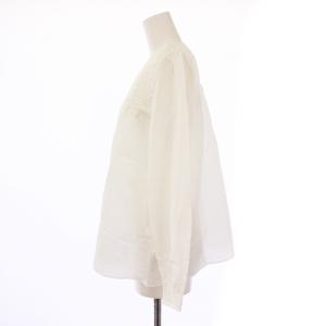 BALLSEY 25SS コットンシルクサテンシャーリングブラウス シャツ 長袖 クルーネック 36 白 ホワイト 11-01-51-01009