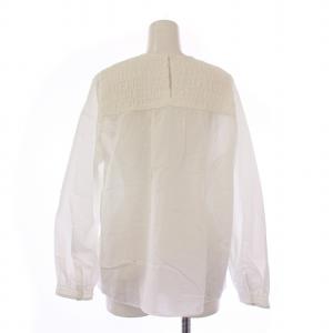 BALLSEY 25SS コットンシルクサテンシャーリングブラウス シャツ 長袖 クルーネック 36 白 ホワイト 11-01-51-01009