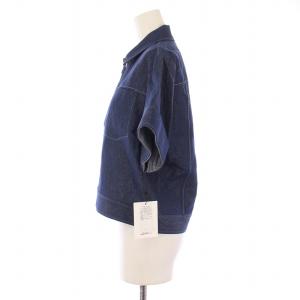 MACPHEE 24SS リアクティブデニムハーフスリーブシャツ ブラウス 半袖 レギュラーカラー ショート丈 無地 麻