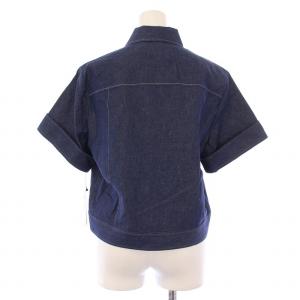 MACPHEE 24SS リアクティブデニムハーフスリーブシャツ ブラウス 半袖 レギュラーカラー ショート丈 無地 麻