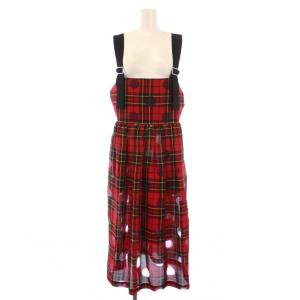 ジャンパースカート チェック柄 M レッド ブラック