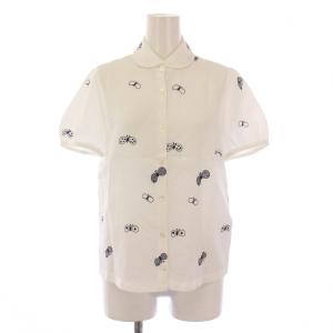 ブラウス ラウンドカラー 蝶々 38 ホワイト