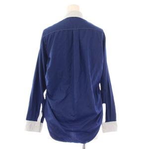 Tao クレリックシャツ ブラウス 長袖 レギュラーカラー フリル M 青 ブルー /BB