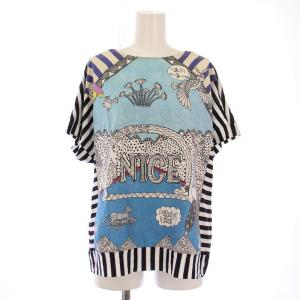 カットソー 半袖 クルーネック ボーダー柄 総柄 2 マルチカラー /BB