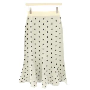 ニットスカート ロング タイト マーメイド イージー ドット柄 タグ付き F 白 ホワイト 黒 ブラック