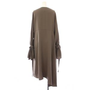 HYKE フレアワンピース ミモレ ロング 長袖 ドレープ 無地 1 グレー タグ付き /BB