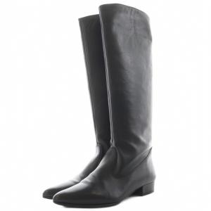 FABIO RUSCONI ロングブーツ ポインテッドトゥ レザー 37 黒 ブラック /AN12