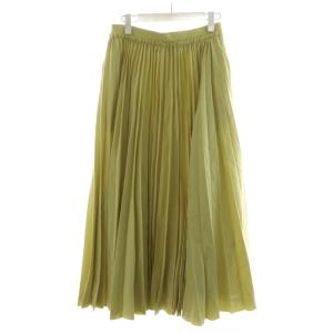 プリーツスカート ロング丈 ウール カシミヤ混 38 黄緑 3410500174 /AN46