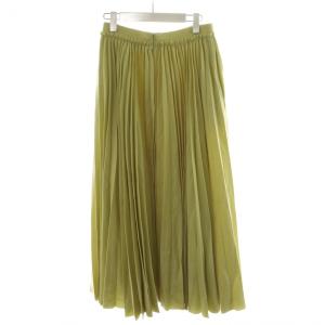 ebure プリーツスカート ロング丈 ウール カシミヤ混 38 黄緑 3410500174 /AN46