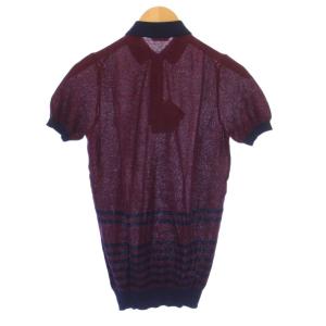 ZANONE ポロシャツ ニット 半袖 レギュラーカラー ハーフボタン ストレッチ 46 赤 レッド 紺 ネイビー タグ付き