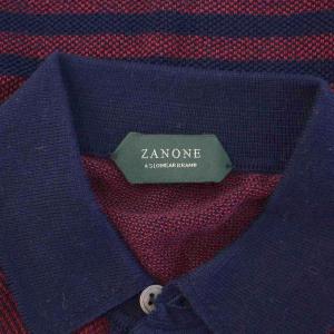 ZANONE ポロシャツ ニット 半袖 レギュラーカラー ハーフボタン ストレッチ 46 赤 レッド 紺 ネイビー タグ付き